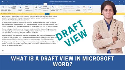 how to get to draft view in word