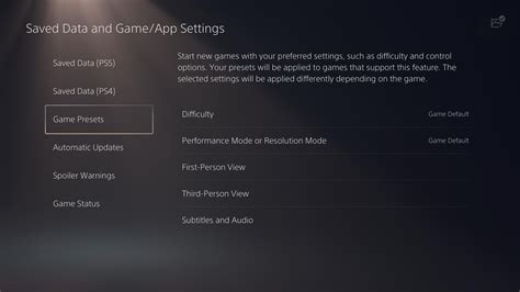 how to get to game settings on ps5