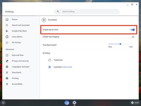 how to get to settings on chromebook without touchpad