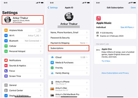 how to get to subscriptions on iphone settings