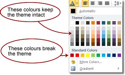 how to get to the theme colors palette in word
