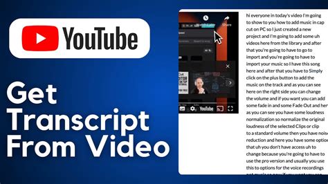 how to get transcript of youtube video on phone