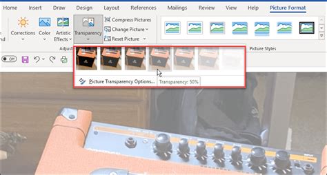 how to get transparent background in word