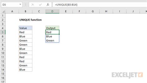 how to get unique values in excel using formula