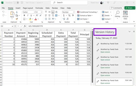 how to get version history in excel mac