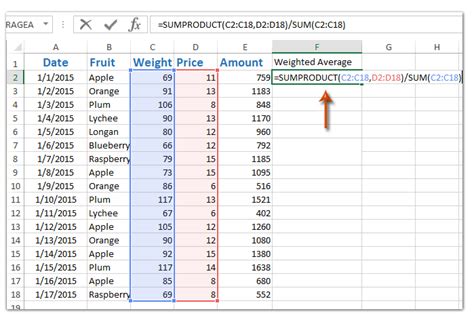 how to get weighted average in excel