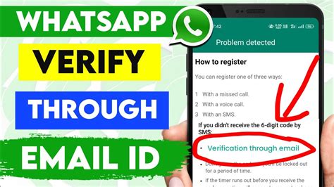 how to get whatsapp verification code by email
