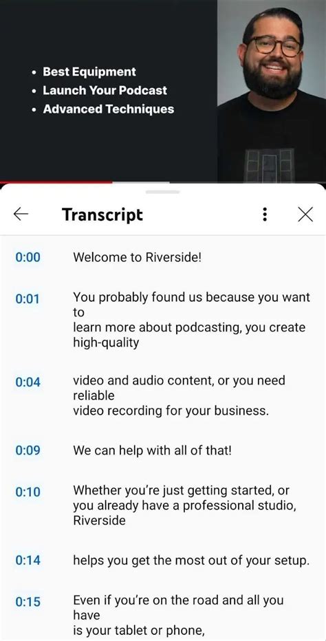 how to get youtube transcript on phone