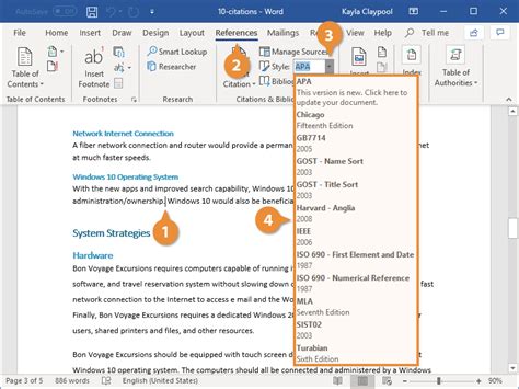 how to give citation in word