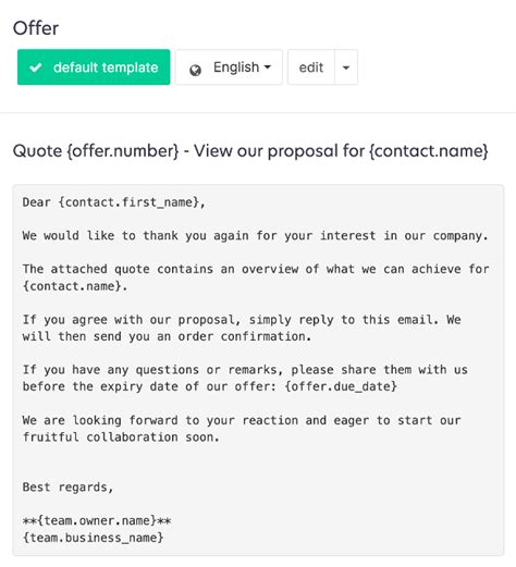 how to give quotation in email sample