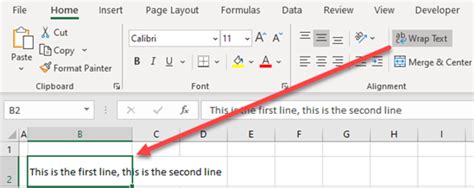 how to go down line in same cell excel
