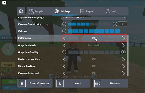 how to go full screen on roblox windows 10