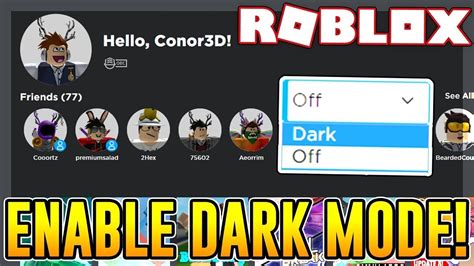 how to go in dark mode on roblox