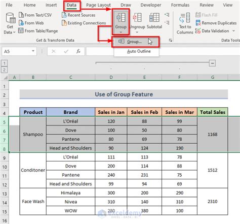 how to group cells with same data in excel