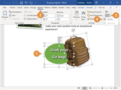 how to group images together in word