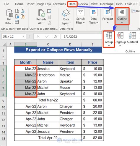how to group rows in excel with expand collapse