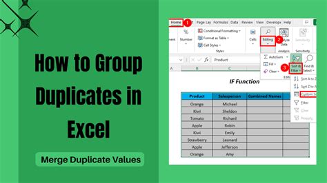how to group the duplicate values in excel