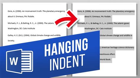 how to hang references in word