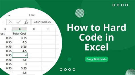 how to hard code everything in excel