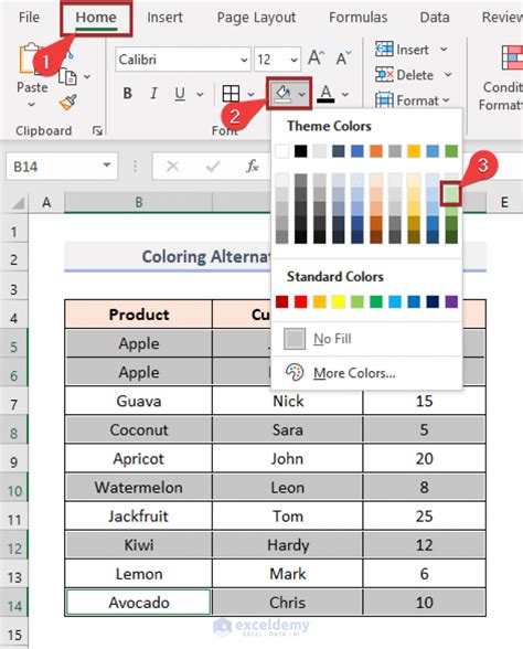 how to have alternating colors in excel rows