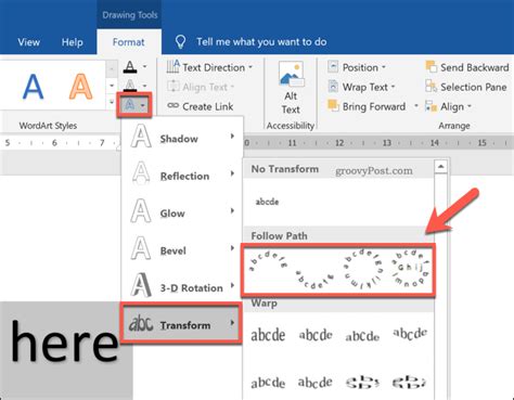 how to have curved text in word