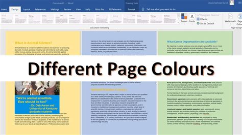 how to have different page colours in word