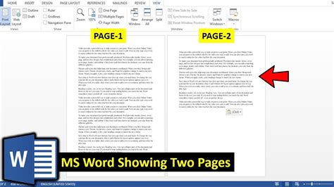 how to have two pages in word