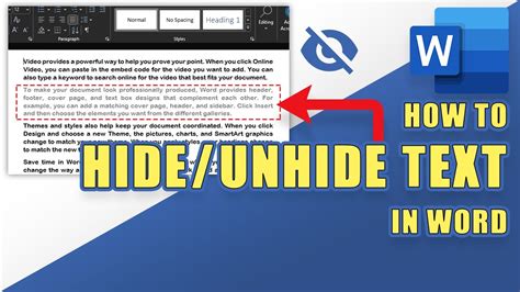 how to hide and unhide text in word