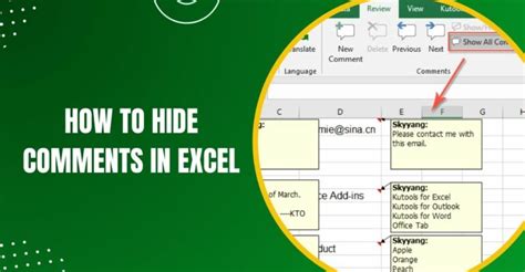 how to hide comment in excel
