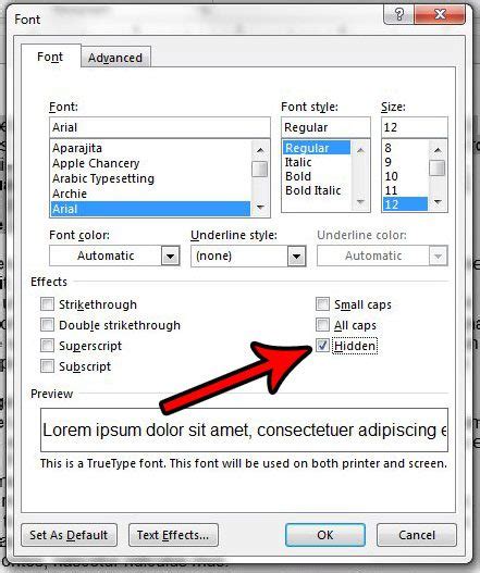how to hide content in word