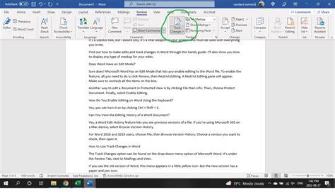 how to hide edit history on microsoft word