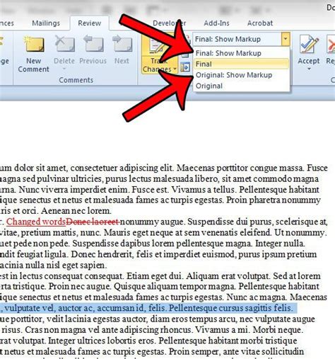 how to hide edit tracking in word