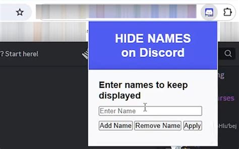 how to hide my name in discord