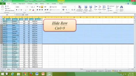 how to hide rows in excel shortcut mac