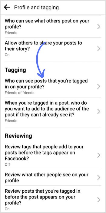how to hide tagged posts from facebook profile