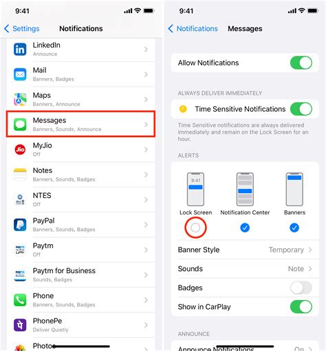 how to hide texts on iphone lock screen