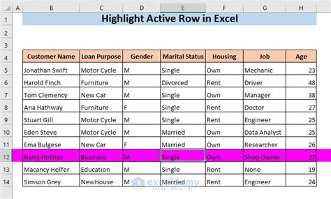 how to highlight active row in excel with conditional formatting vba