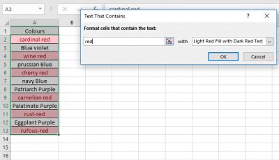 how to highlight cells in excel that contain specific text