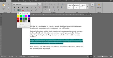 how to highlight in word file