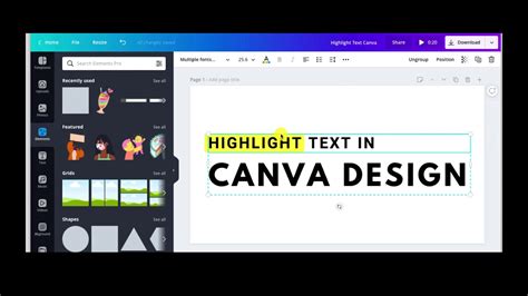 how to highlight text in canva video