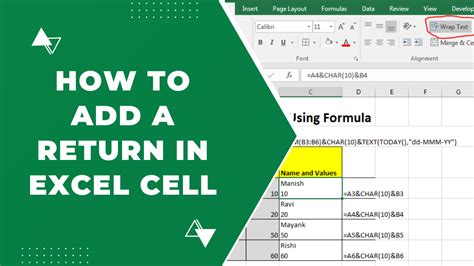 how to hit return in excel cell mac