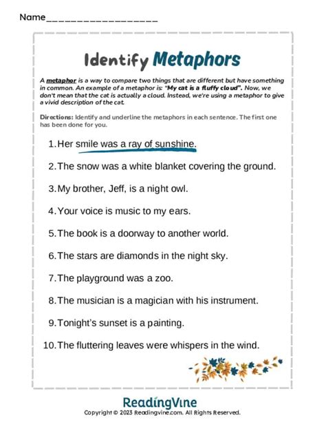 how to identify a metaphor in a sentence