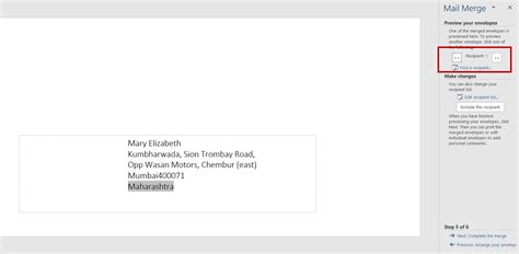 how to import addresses from excel to word for envelopes