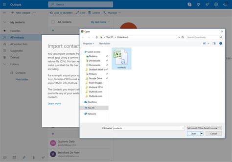 how to import contacts from excel file to outlook