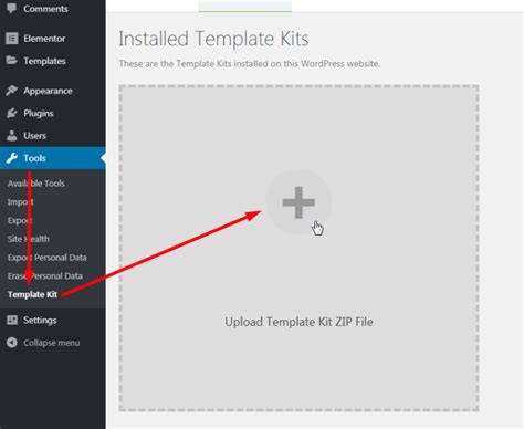 how to import template kit in wordpress