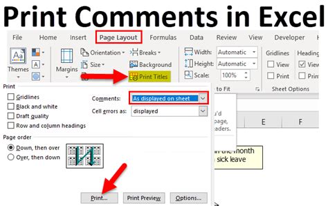 how to include comments in excel print out