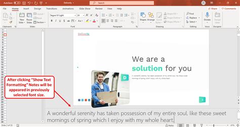 how to increase font in powerpoint notes