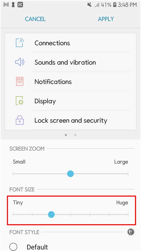 how to increase font size in android
