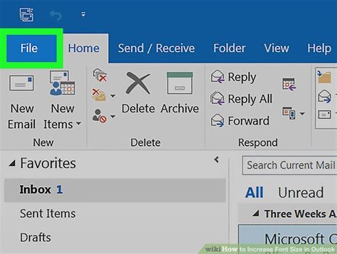 how to increase font size in outlook for mac