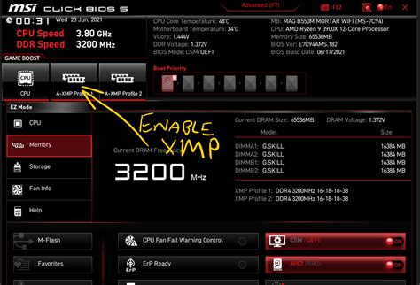 how to increase ram speed in bios msi